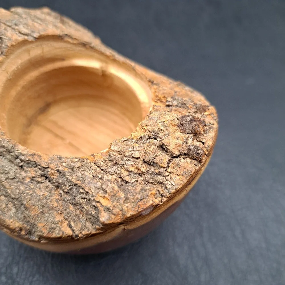 Rustic Live Edge Cedar Wood Tea Light Candle Holder Natural Bark Log Decor